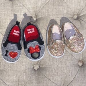 Baby shoes 2 pairs Disney shoes Minnie Mouse glittery shoes